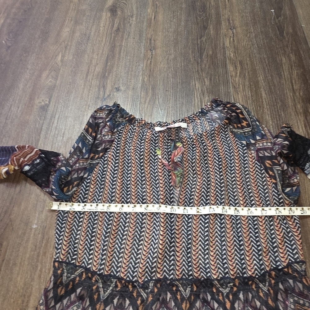 Desigual Multicolor Boho Patchwork Tiered Sheer Dress Size 42 (M/L) - Picture 8 of 11